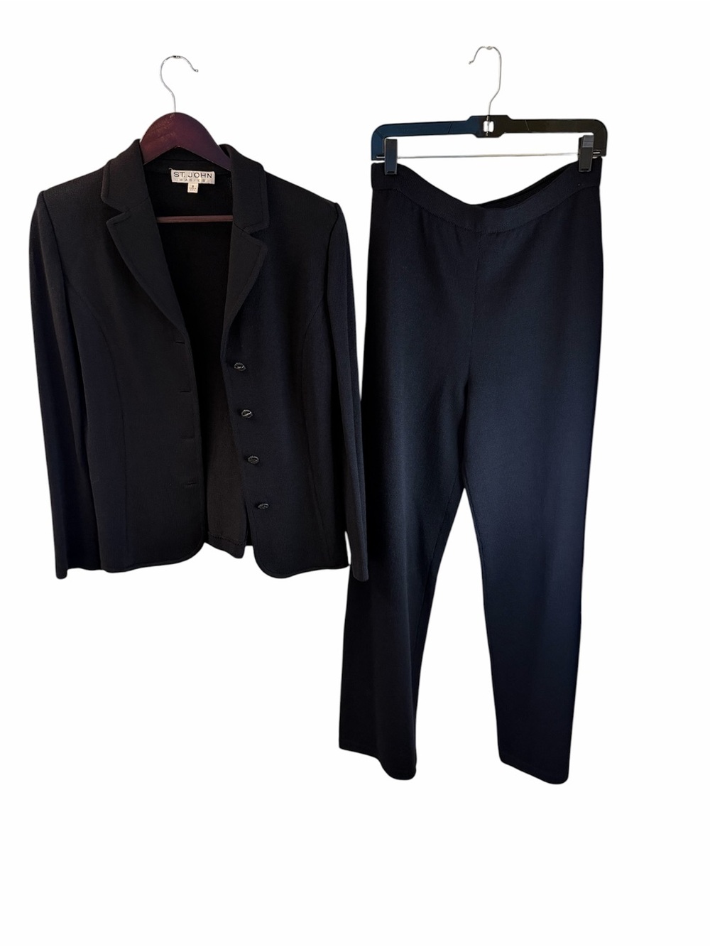 St. John Black Vintage Knit Pantsuit — Women's Two-Piece Set